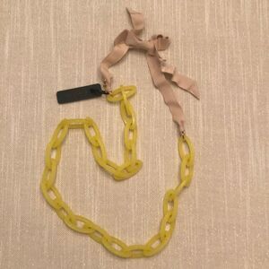 J. Crew Acetate and Grosgrain Ribbon Statement Necklace Yellow